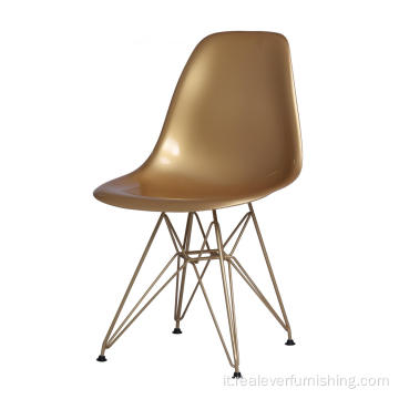 Sedia da pranzo replica in plastica dorata Eames DSR